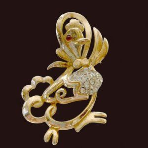 1948 Trifari Gold Trifanium Alfred Philippe Mother Goose Brooch Pin - Book Piece